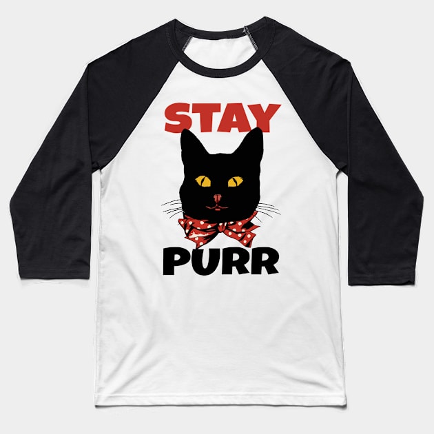 Cute Black Cat Baseball T-Shirt by KewaleeTee